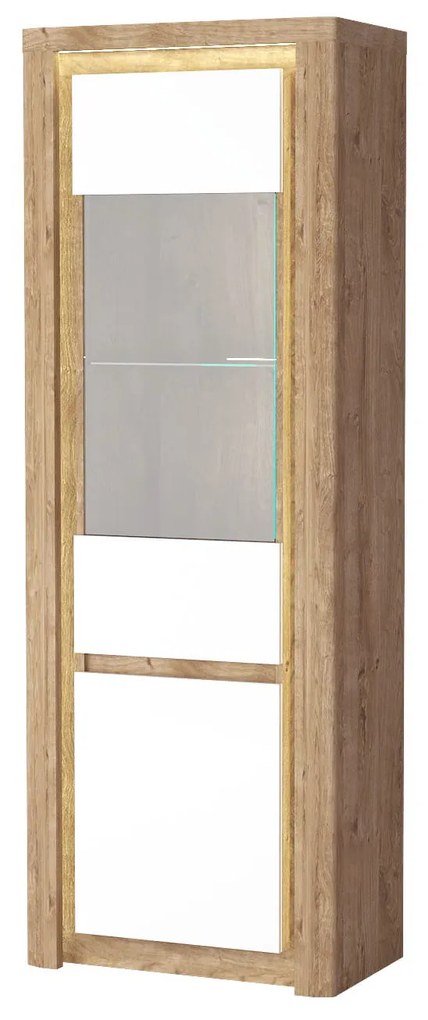 Vitrin Livia 04 (LED világítással) (ribbeck tölgy + fényes fehér). 1057860
