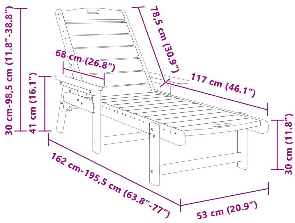 Nyugágy 2 db Tengerészkék 162x53x98.5 cm HDPE