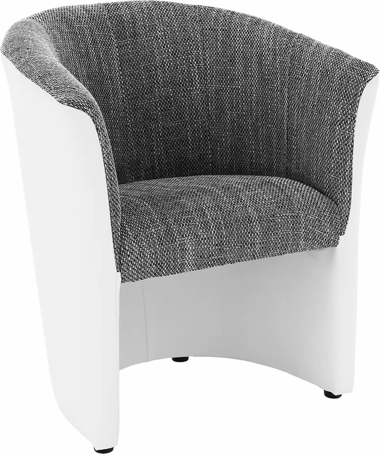 Klub fotel, fehér textilbőr / szürke szövet, CUBA