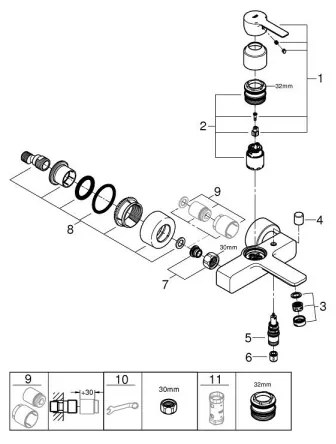 GROHE 33849001 - Kádcsaptelep LINEARE DN 15 fényes króm
