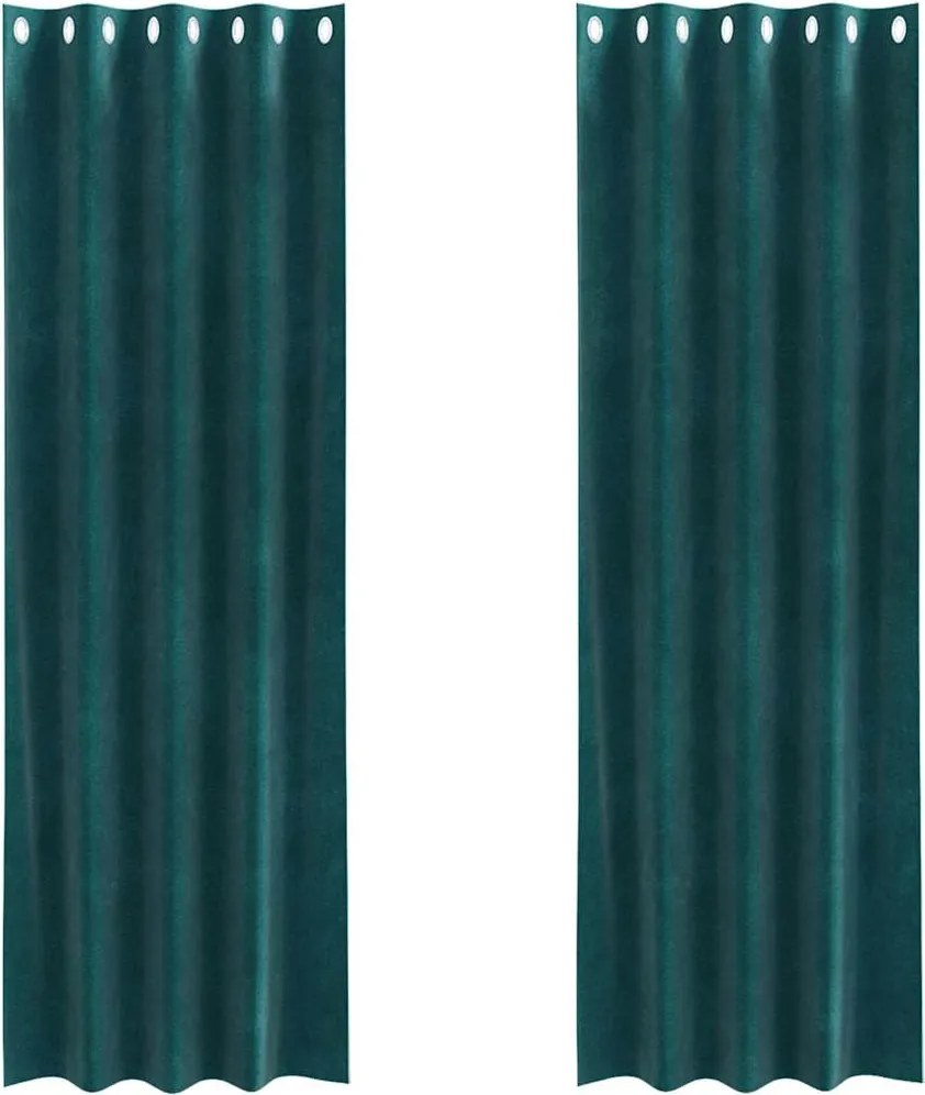 vidaXL Sötétítő függönyök 2 pcs Sötétzöld 140 x 225 cm Bársony