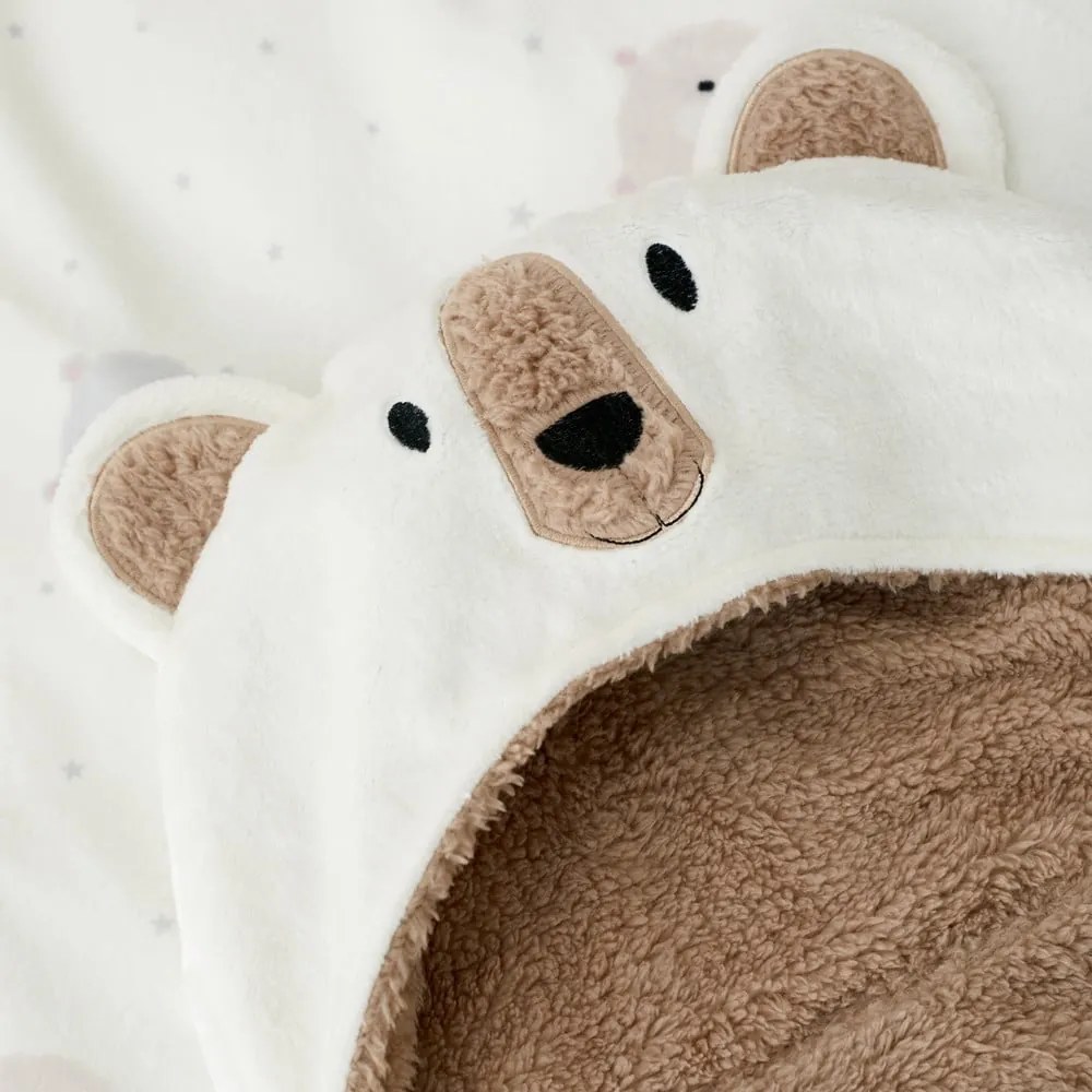 Barna-krémszínű mikroplüss kapucnis takaró 90x125 cm Cosy Bear – Catherine Lansfield