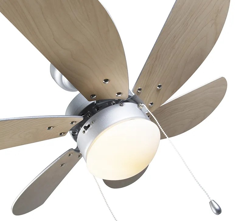 Mennyezeti ventilátor acél fa hatású felülettel 80 cm húzókapcsolóval - Fresh
