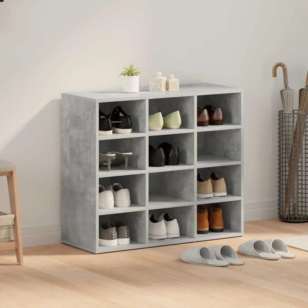 Cipősszekrény polcokkal Beton szürke 77.5 x 30 x 67 cm Faanyag