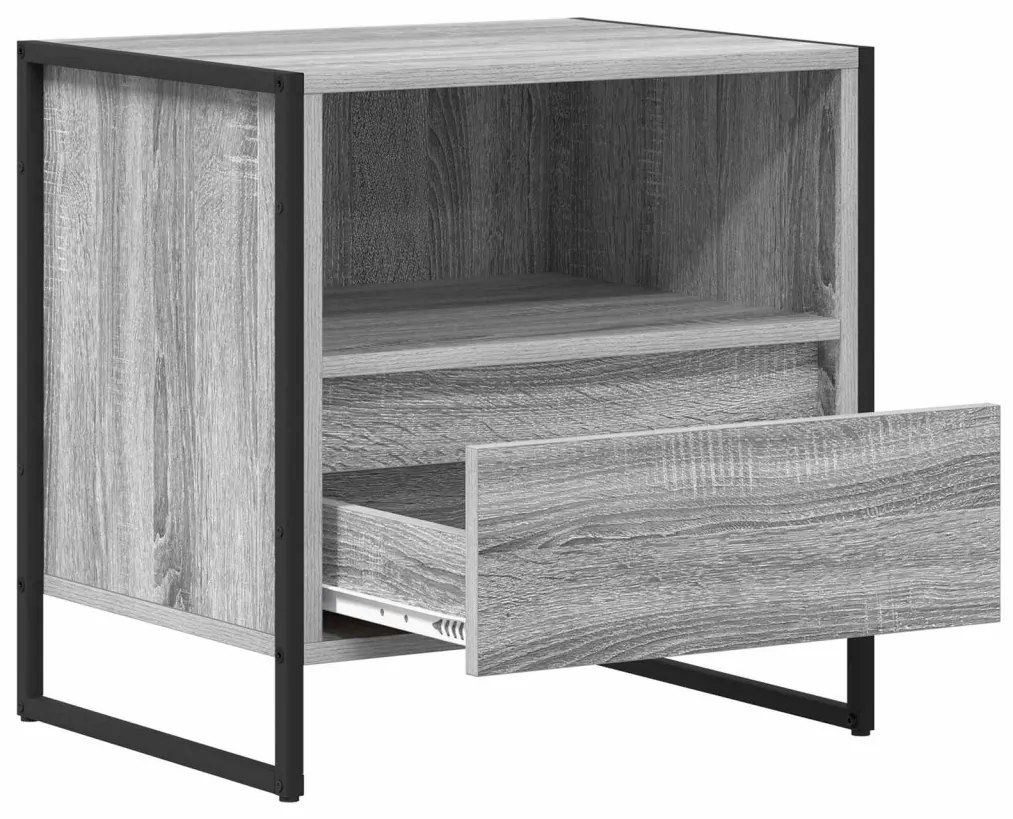 vidaXL Éjjeli asztal fiókkal Szürke Sonoma 50 x 39,5 x 50 cm Faanyag