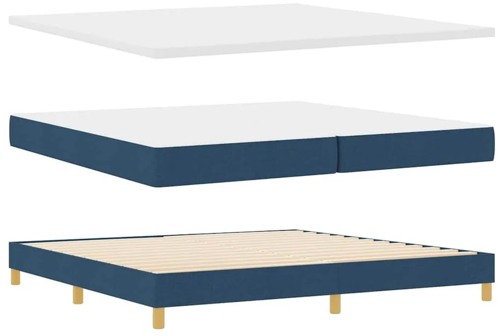 Rugós Ágy matracmal fejtámlával Kék 200 x 200 cm szövet