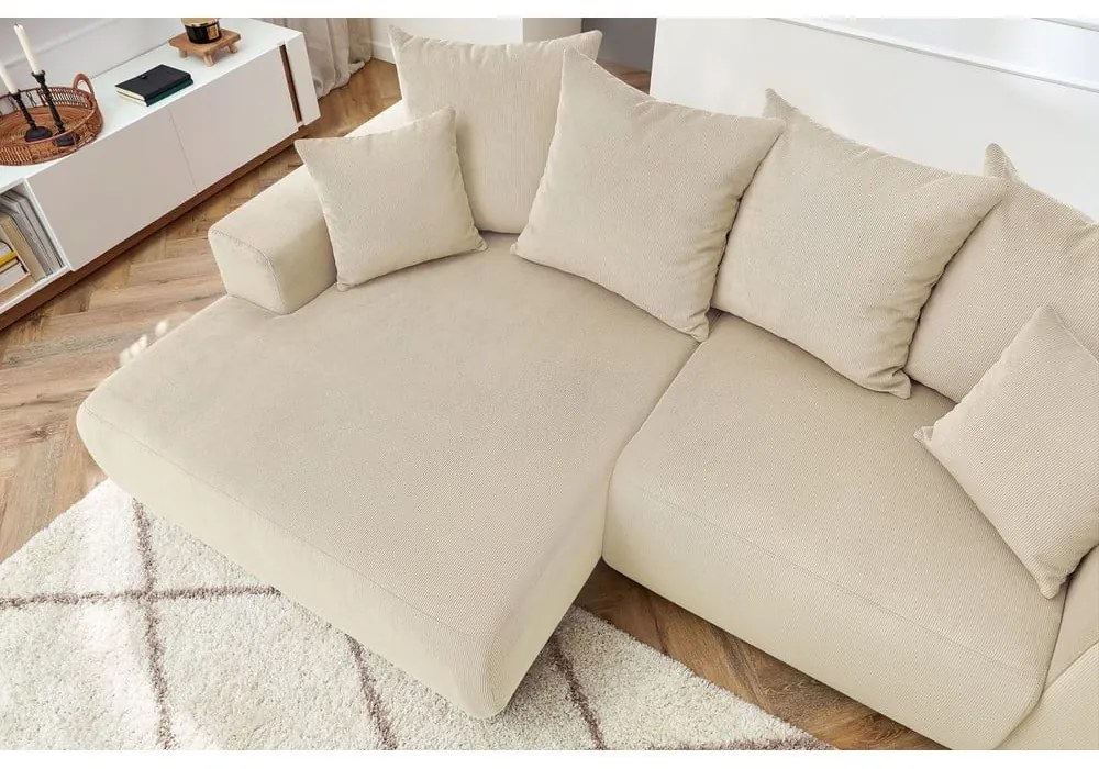 Krémszínű bársony sarokkanapé Enjoy – Bobochic Paris