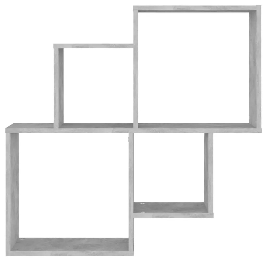 betonszürke szerelt fa szögletes fali polc 80 x 15 x 78,5 cm