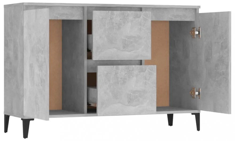 betonszürke szerelt fa tálalószekrény 104 x 35 x 70 cm
