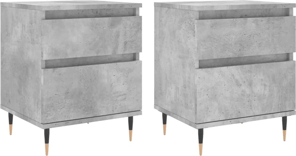 vidaXL 2 db betonszürke szerelt fa éjjeliszekrény 40 x 35 x 50 cm