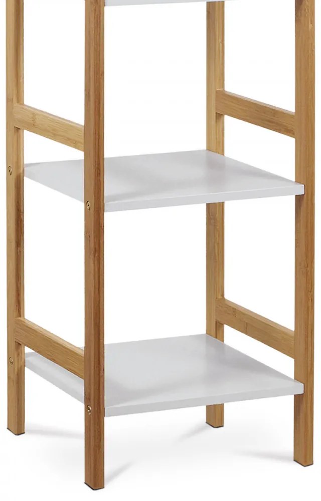 Dr-013-4 Etajeră De Bambus Culoare Natur,4 Rafturi Din MDF Alb, Rezistă Pînă La 12 Kg.