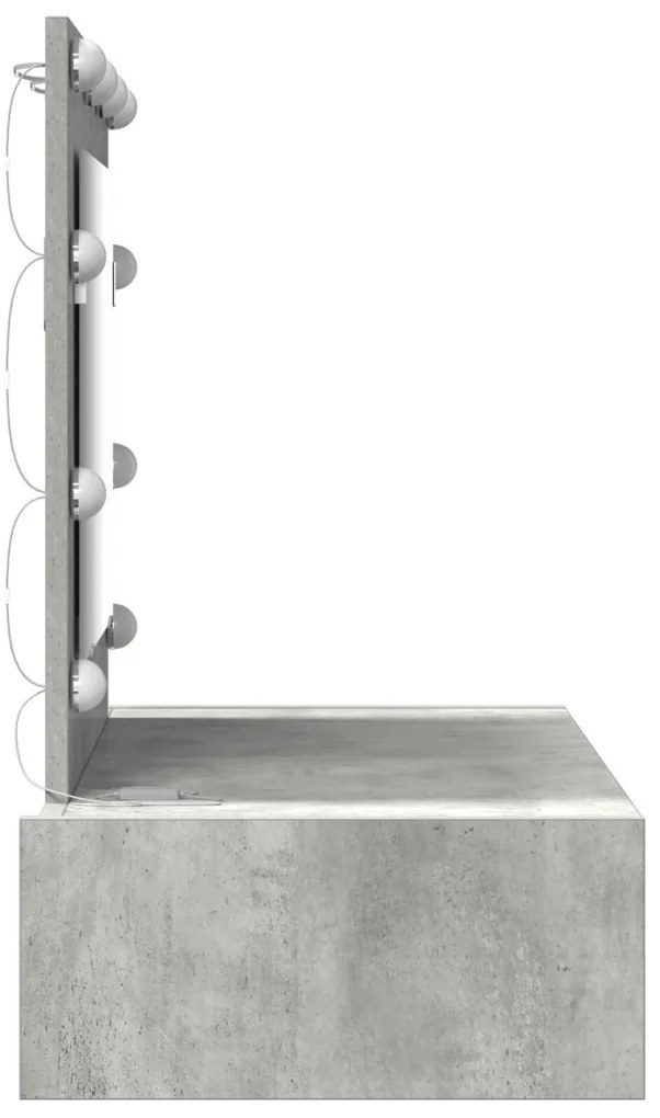 vidaXL Öltözködőasztal tükör lámpákkal Szürke 83 x 40 x 70 cm Faanyag