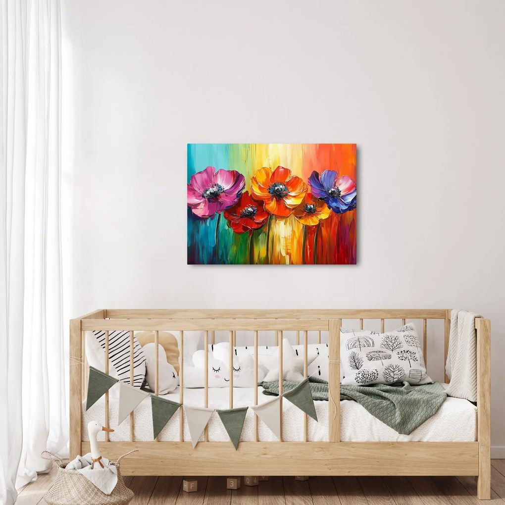 Kép - Öt színes virág (70x50 cm)