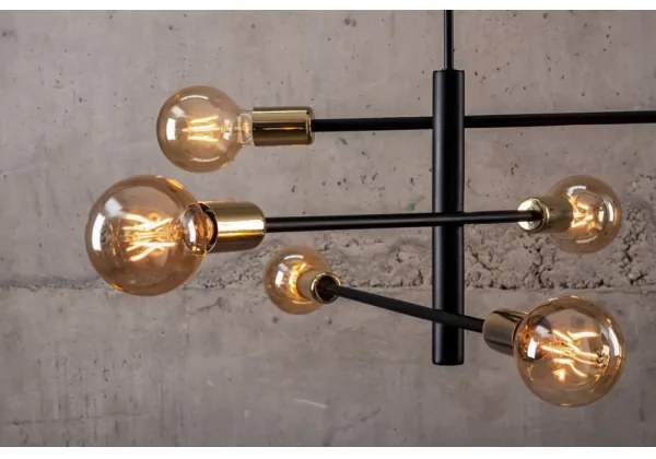 Csillár rúdon ONYX 6xE27/60W/230V fekete/arany