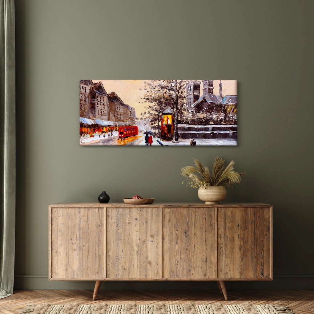Kép - Egy téli város festménye (120x50 cm)