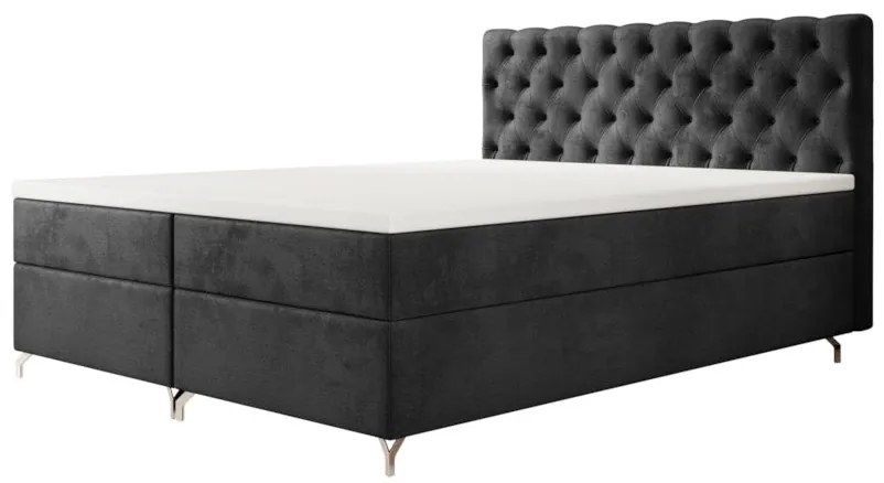 FESTER 2 kárpitozott boxspring ágy - szürke / 180x200