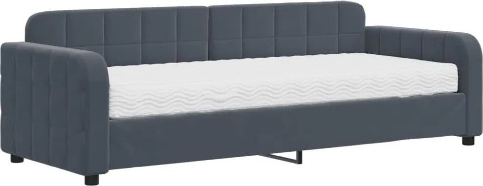 vidaXL sötétszürke bársony heverő matraccal 80 x 200 cm