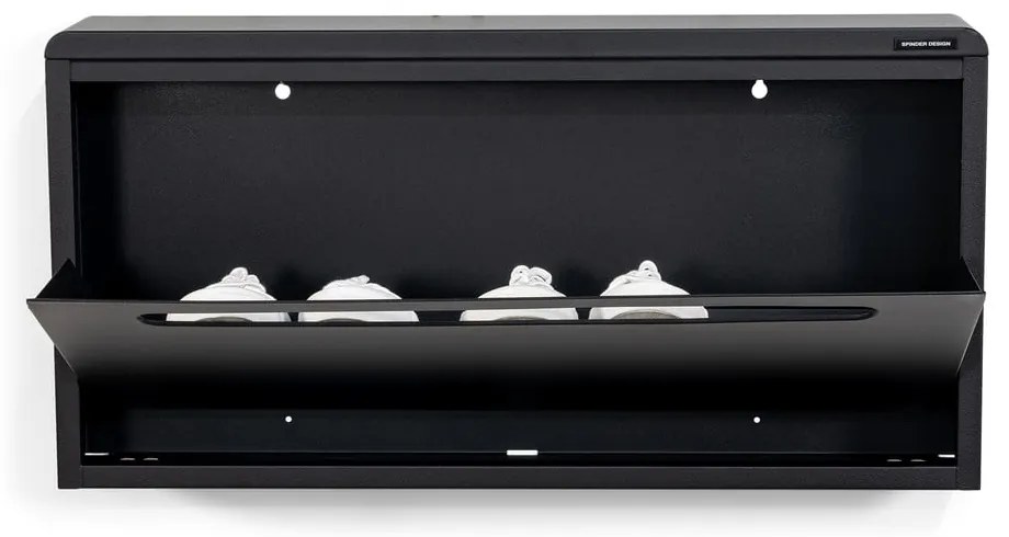 Fekete fém billenő ajtós-függő cipőtartó 75x38x13 cm Mario – Spinder Design