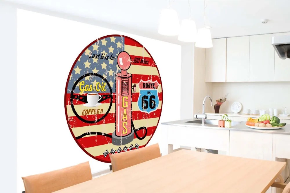 Vlies Fotótapéta - Retro Gas Station Sign - 375x250 cm