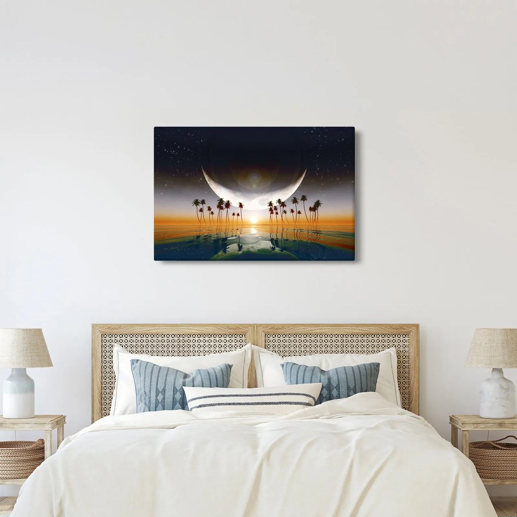 Kép - Hold a pálmafák felett (90x60 cm)