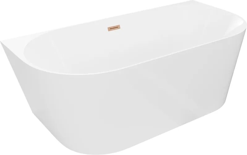 Mexen Oval Slim szabadon álló fali kád 170 x 80 cm, fehér, matt réz túlfolyóval - 52661708000-65