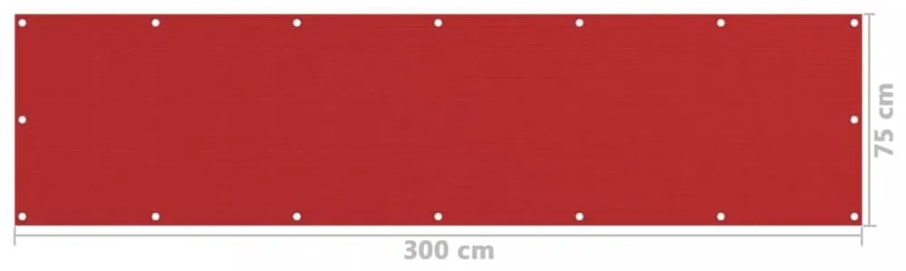 piros HDPE erkélytakaró 75 x 300 cm