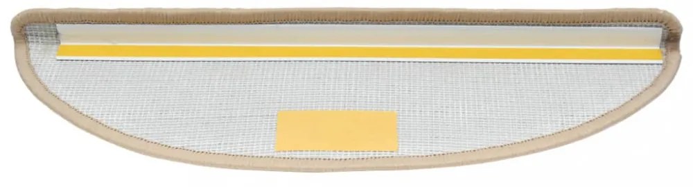 10 db krémszínű, félkör alakú lépcsőszőnyegek, nagy méretben, 65 x 21 x 4 cm