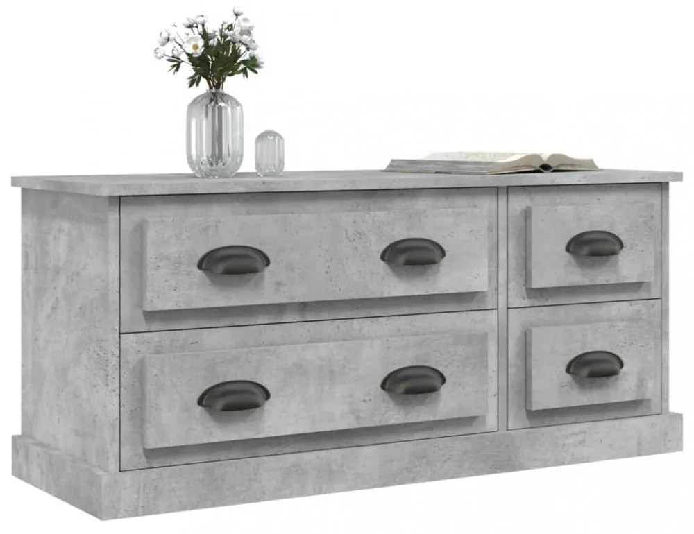 betonszürke szerelt fa TV-szekrény 100 x 35,5 x 45 cm