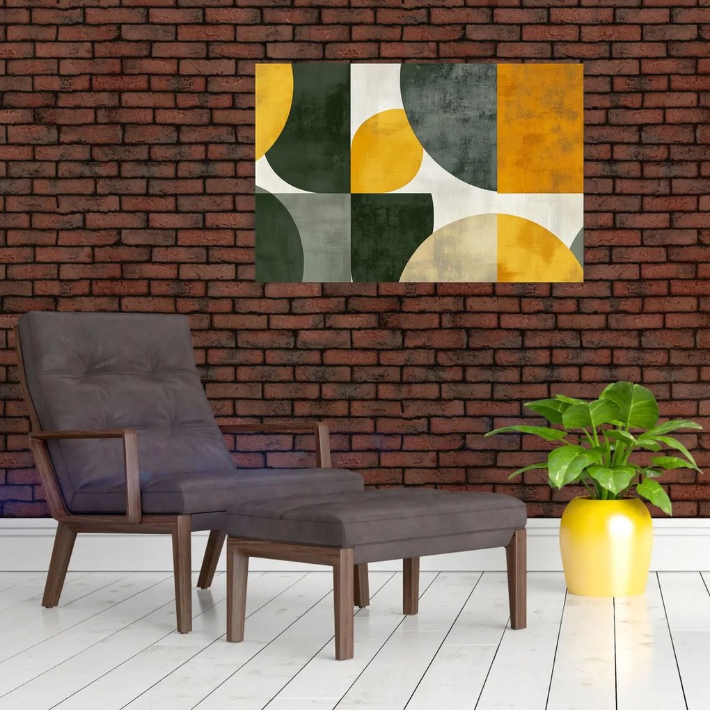 Kép - Olívazöld absztrakció (90x60 cm)