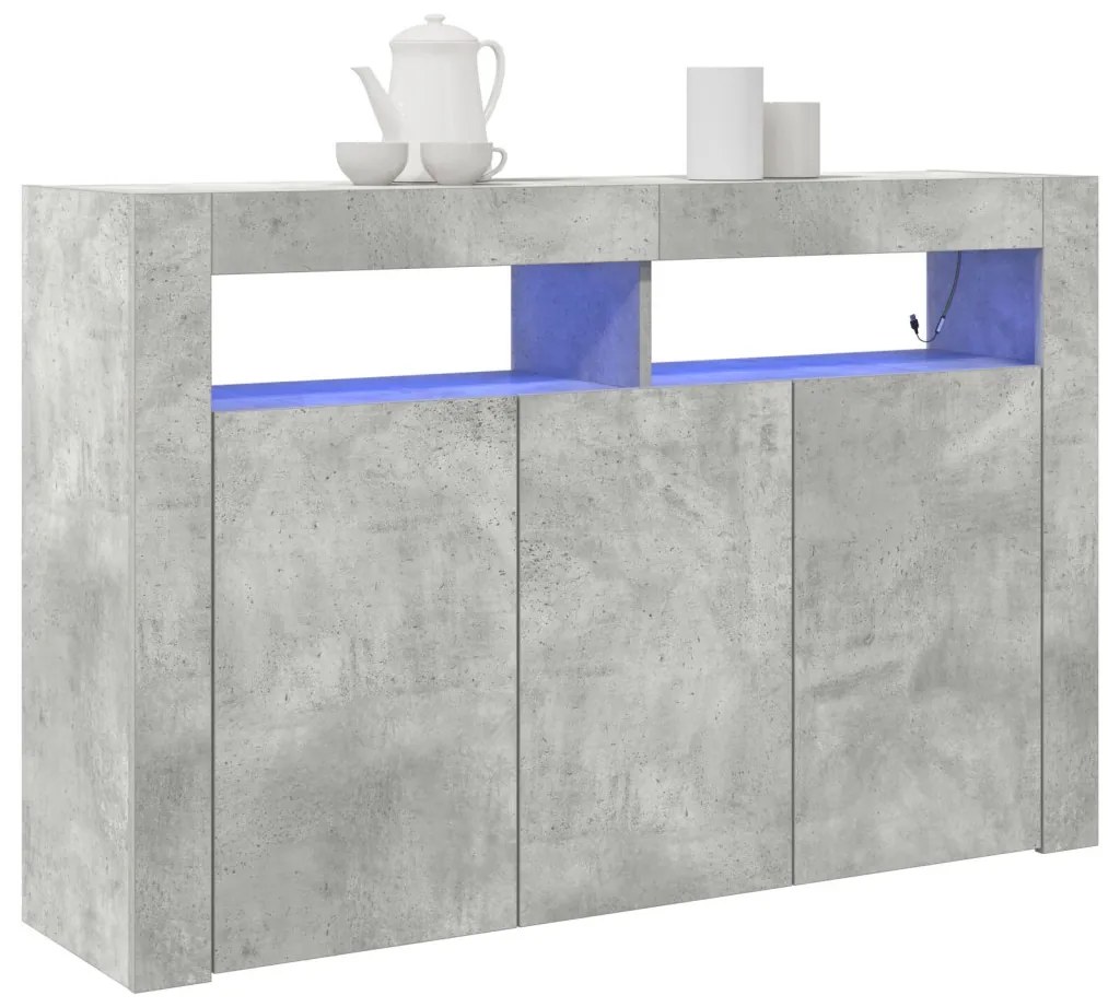 Oldalszekrény Beton Szürke Mérnöki Fa 116 x 30 x 75 cm Téglalap