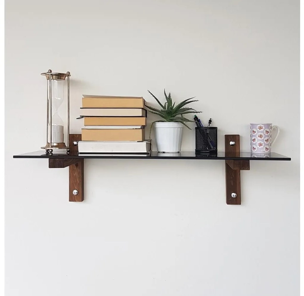 Fali polc 85x25 cm fenyő/fekete