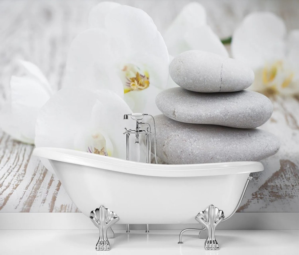 Gario Fotótapéta Virágok és zen kövek Anyag: Vlies, Méret: 100 x 70 cm