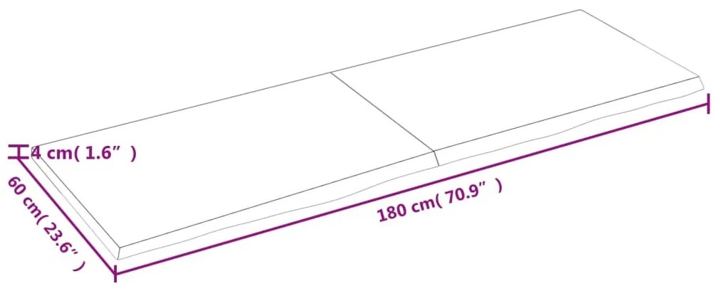 világosbarna kezelt tömör tölgyfa fali polc 180 x 60 x (2-4) cm