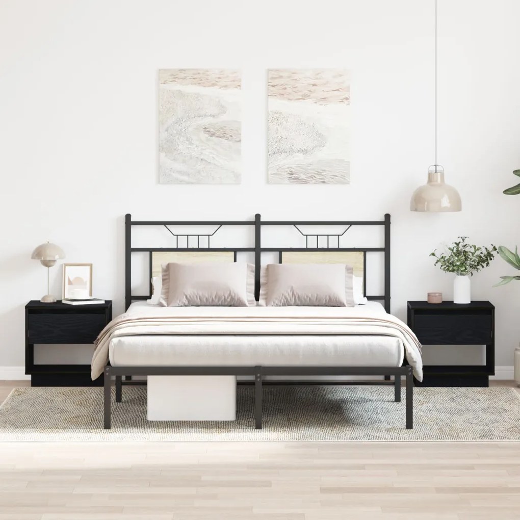 2 db Éjjeli asztal Fekete tölgy 45x34x49 cm Műanyag