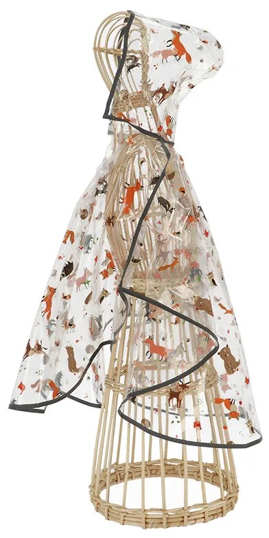 Átlátszó gyerek poncsó, erdei állatok mintával