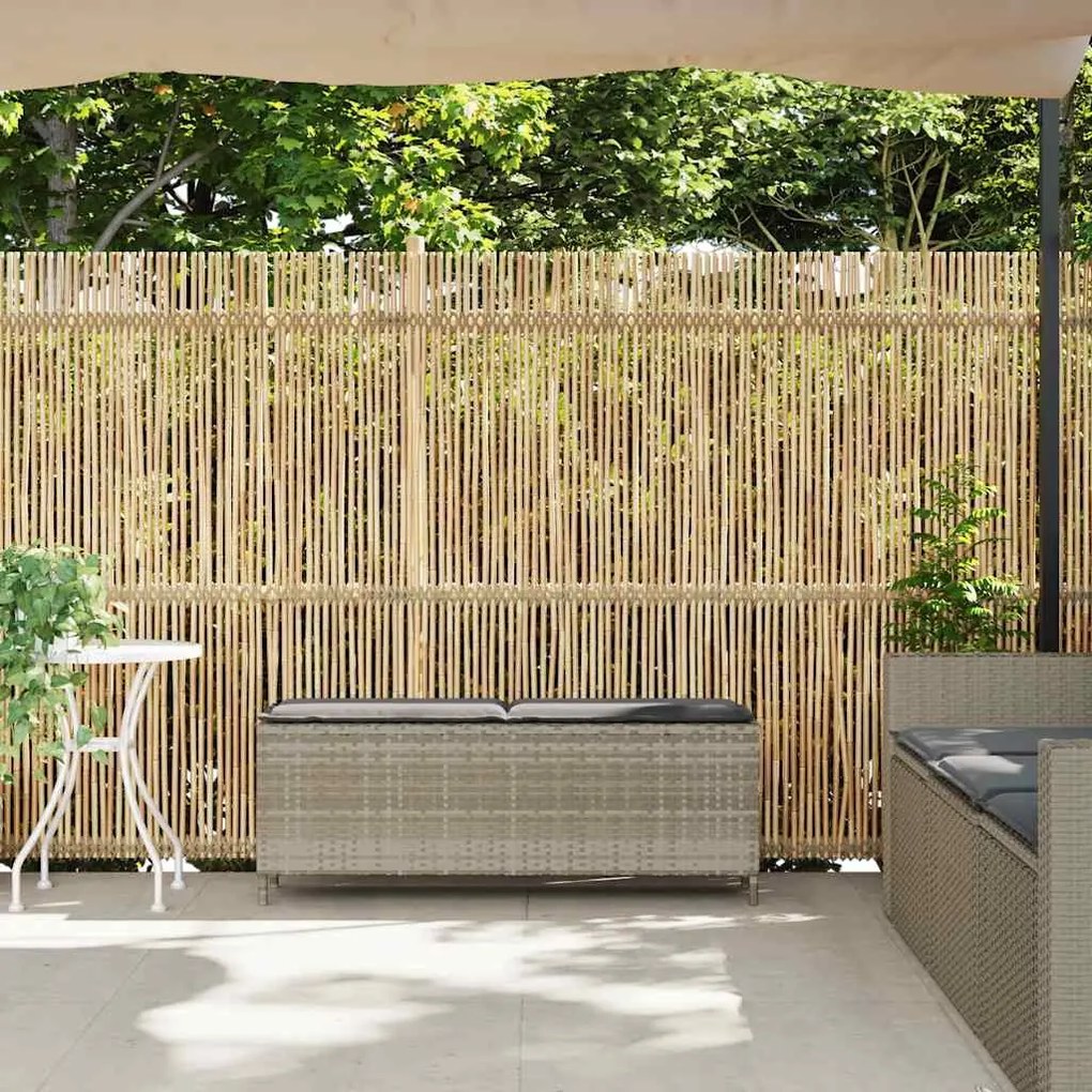világosszürke polyrattan kerti pad párnával 110x30x40,5 cm