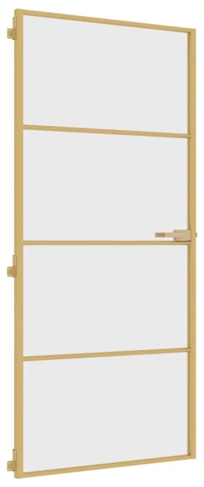 arany edzett üveg és alumínium vékony beltéri ajtó 93x201,5 cm