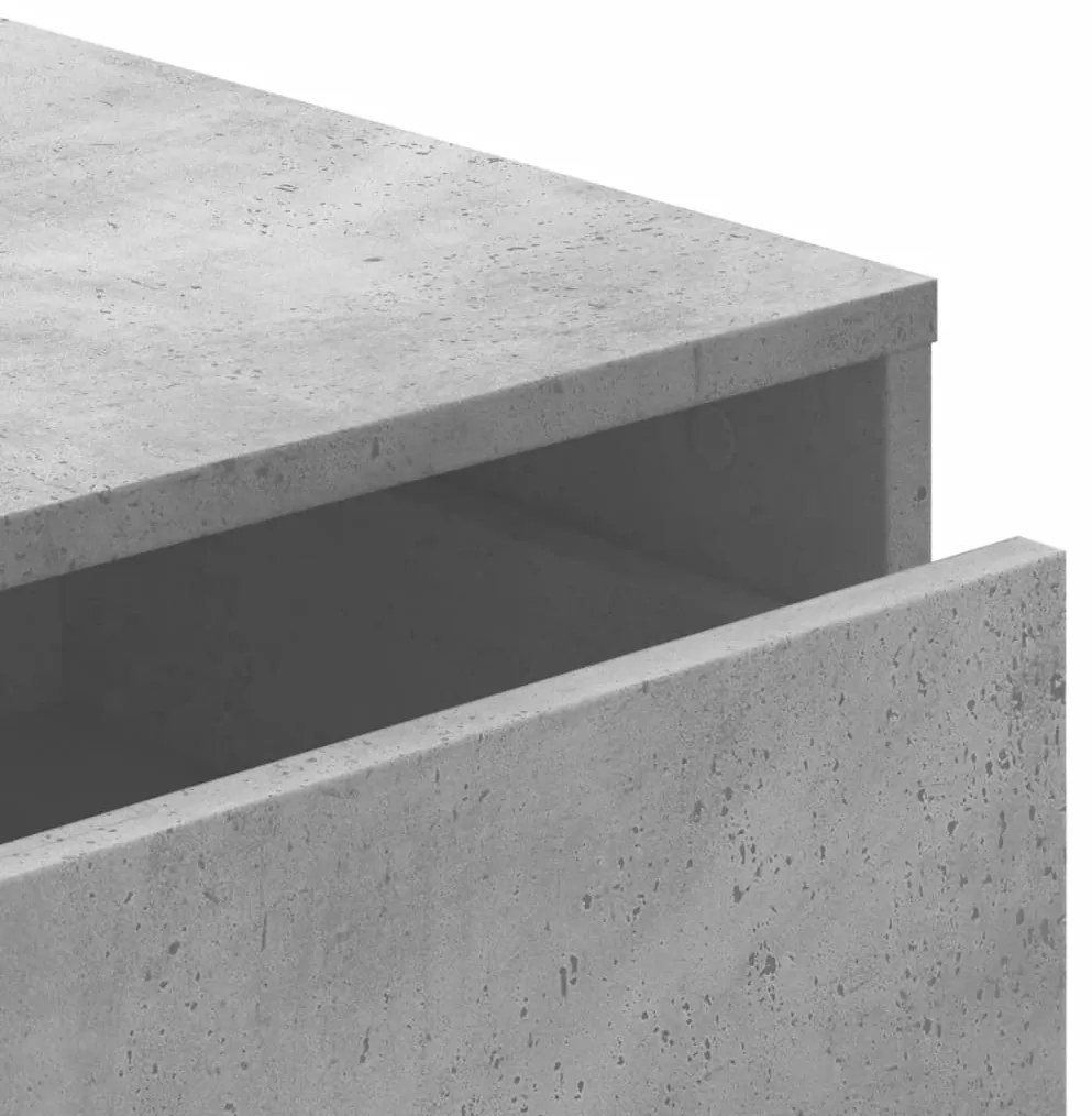 betonszürke szerelt fa fiókos sarokszekrény 80 x 41 x 58 cm