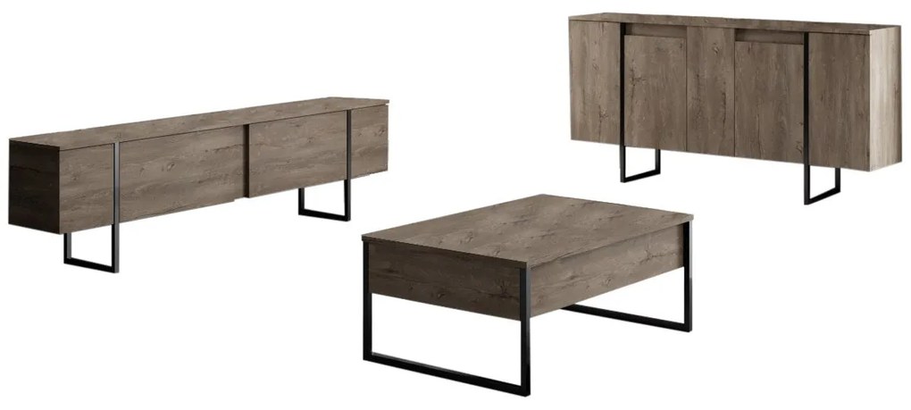 Konzolasztal Luxe - Walnut, Black