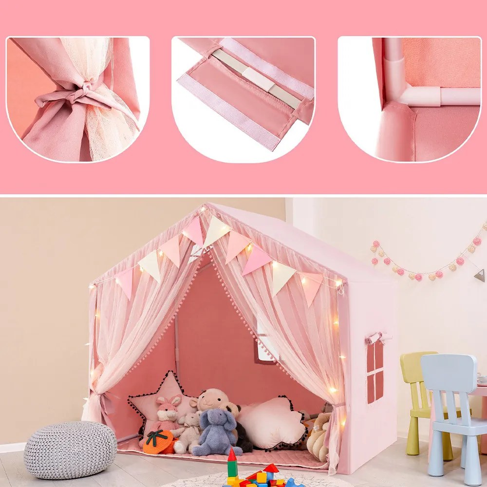 Játszósátor csillagfényekkel, rózsaszín