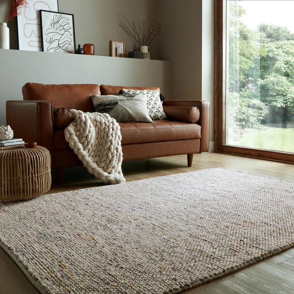 Krémszínű kézi szövésű gyapjúkeverék szőnyeg 120x170 cm Minerals – Flair Rugs