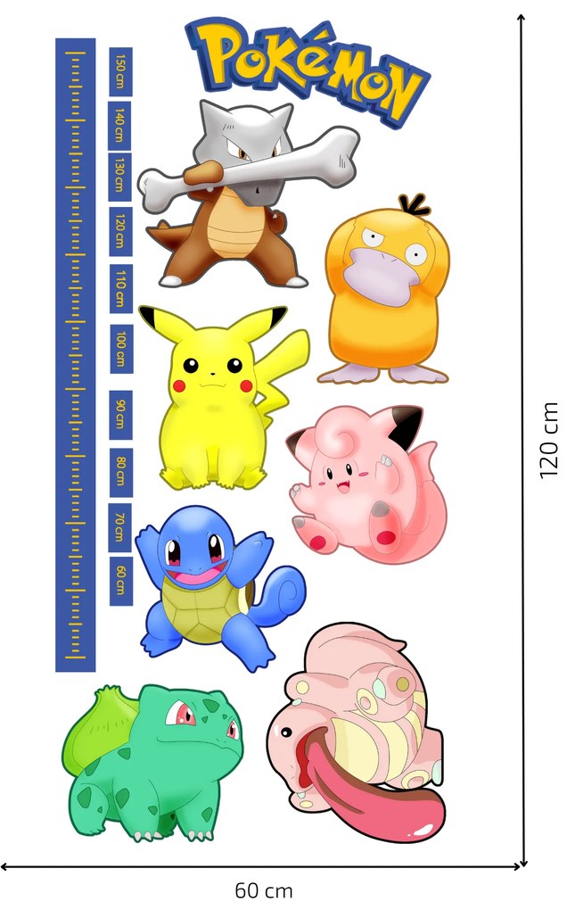 PIPPER. Textil falmatrica "Gyermek mérő - Pokémon"