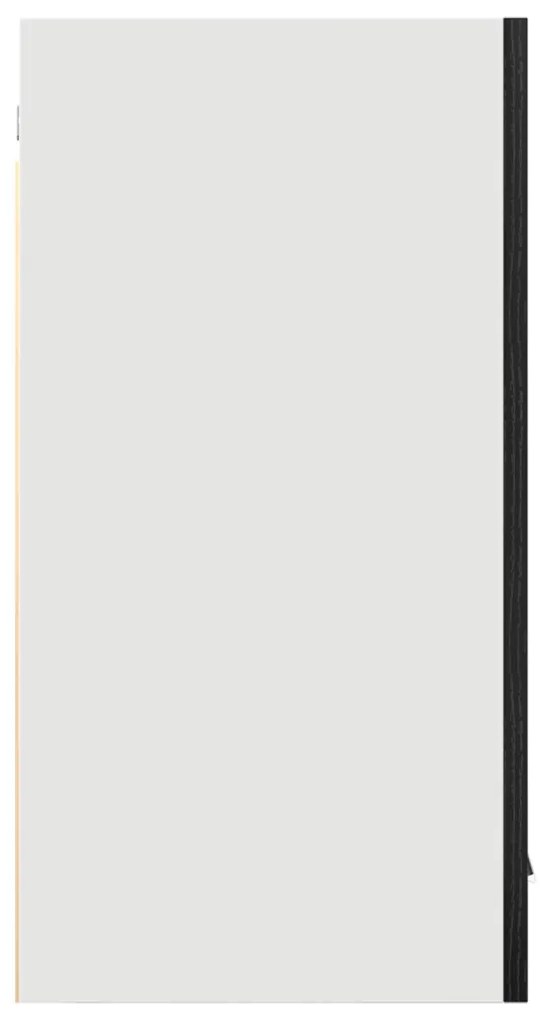 vidaXL Fekete Tölgy Függő Üveg Szekrény 80x31x60 cm Műanyag Fából