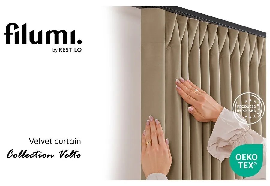 Bézs bársony dimout (részleges sötétítő) függöny 400x270 cm Velto – Filumi
