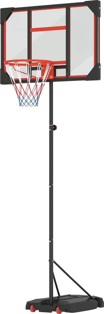 AIYAPLAY Gyerek Kültéri Kosárlabda Gyűrű, 210-260cm Magasságban Állítható Kosárlabda Állvány Kerekekkel, Kosárlabda Rendszer 6 Éveseknek és Annál Idős