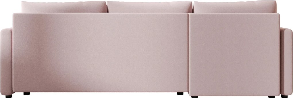 VENORIA L alakú kihúzható sarokkanapé, 220x143 cm, púderrózsaszín + 2 párna INGYEN