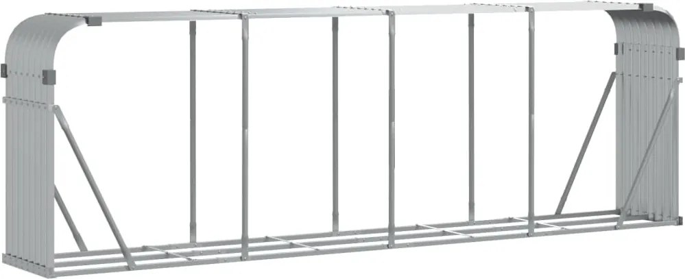 ezüstszínű horganyzott acél rönktartó 300 x 45 x 100 cm