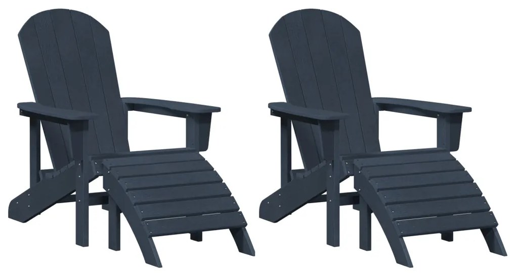Adirondack szék lábtartókkal 2 db Tengerészkék HDPE