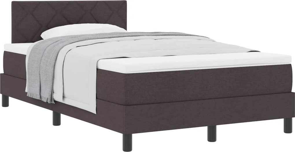 vidaXL Boxrugós ágy matracmal Sötét Barna 120 x 190 cm szövet