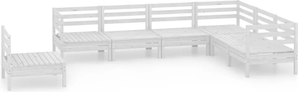 vidaXL 7 részes fehér tömör fenyőfa kerti ülőgarnitúra